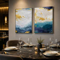 Peinture à l'huile abstraite dorée, paysage abstrait, peinture à la main sur toile, œuvre d'art encadrée, décoration murale pour salon