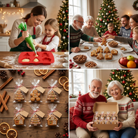 Moule à gâteau en silicone SILIKOLOVE Factory à 6 cavités en forme de sapin de Noël et de bonhomme en pain d'épices, certifié LFGB Platinum, sans BPA, pour la pâtisserie DIY