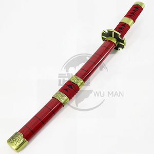Katana <span class=keywords><strong>Sandai</strong></span> <span class=keywords><strong>Kitetsu</strong></span> Roronoa Zoro non affûté de 17,72 pouces avec poignée rouge, accessoire de cosplay pour les fans d'anime - Product Image 2
