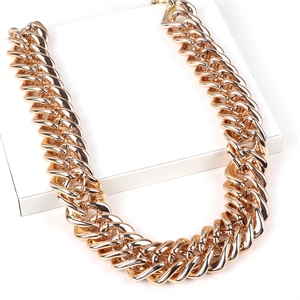 Nouveau Collier Épais Populaire Style Punk pour Homme, Chaîne Cubaine Or <span class=keywords><strong>Rose</strong></span> Découpée Géométrique en Acrylique, Plaqué Or - Product Image 2