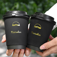 Gobelet en papier jetable personnalisé rose pour café et thé au lait, épaissi, pour emballage commercial à emporter avec couvercle