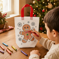 Sac fourre-tout personnalisé en non-tissé imprimé pour enfants, toile vierge à colorier avec poignée, sac d'artisanat OEM pour enfants pour fête d'anniversaire