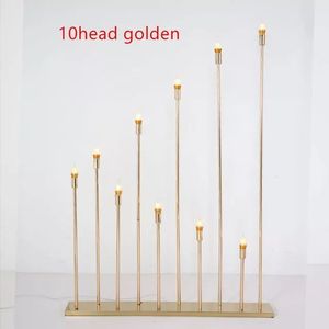Candelabro de 10 Brazos, Alto, de Metal Dorado, Centro de Mesa para Bodas, Popular - Product Image 2
