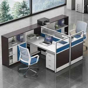 Modern Furniture Board Desktop Computer 4 Person Office Desk 4 Seater Workstation