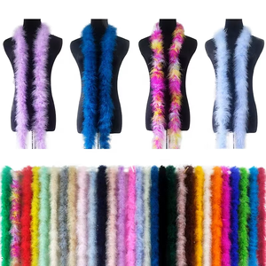 Vente en gros bon marché Fluffy 10g 2 mètres de long boas colorés en plumes de marabout de dinde pour les décorations de fête habillées chaussures de marabout - Product Image 1