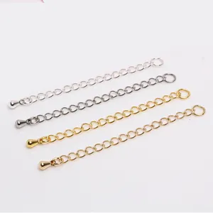5cm 2 Inches White <strong>Gold</strong> 18K 14k <strong>Gold</strong> Plated Necklace <strong>Chain</strong> Tail End <strong>Extender</strong> - Product Image 1