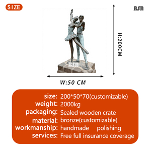 Estatuas artísticas de tamaño real de bronce fundido de hombres y mujeres que bailan - Product Image 3