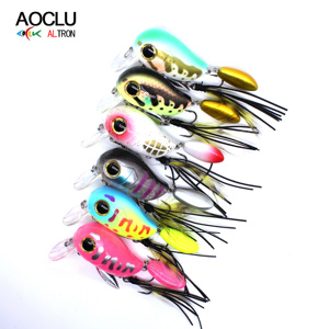 Aoclu mồi nhử mồi mồi cứng mini trên mặt nước 40mm 8.1g có móc xoay bằng thìa lông treble móc silicon - Product Image 6