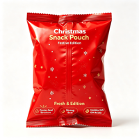 Sachet de Noël rouge thermoscellé à motif flocon de neige, emballage festif pour bonbons et petits cadeaux