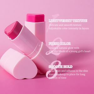 Haute personnalisé Logo Blush <span class=keywords><strong>Stick</strong></span> naturel crème noir rose Palette longue durée crème solaire joue haute Pigment à base de plantes faible quantité minimale de commande ODM - Product Image 2