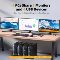 Commutateur KVM DP HDMI 4K144Hz pour trois moniteurs, 4 ordinateurs, ports USB 3.0, souris, clavier pour TV, PC, ordinateur