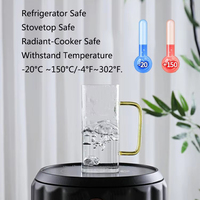 Vaso de Agua Cuadrado de Vidrio para el Hogar con Asa de Color, Taza de Vidrio de Borosilicato de Alta Resistencia al Calor para Restaurante o Regalo