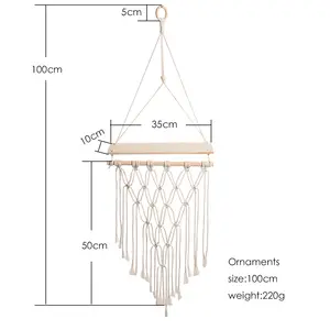 Macrame Hangende Planken Muur Kamer Home Decor Bohemian Muur Opknoping Planter Handgemaakte Drijvende Plank Voor Huisdecoratie Cadeau