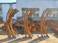 Décoration extérieure sculpture en métal rouillé en acier corten art de jardin en métal rouillé art de jardin oeuvre publique abstraite en acier corten