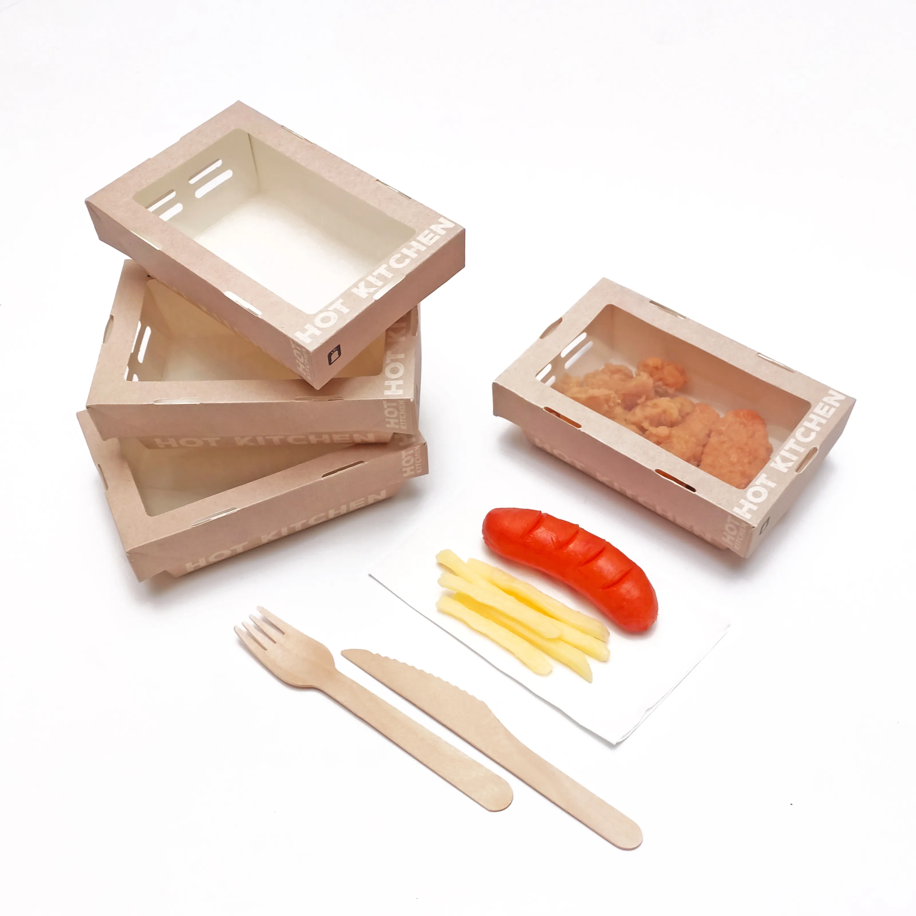 Üretici gıda sınıfı hızlı gıda paketleme kabı tasfiye aperatif kağıt kızarmış tavuk kutusu