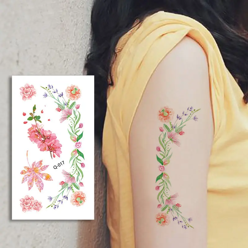 Farbiger Tattoo-Aufkleber für Arm Hand Blume wasserdichte temporäre Tattoos für Damen