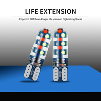 Nouvelles ampoules LED automobiles pour feux de position, en silicone, RGB, clignotantes, T10 COB 18SMD, haute luminosité, 12V, ampoules de lecture