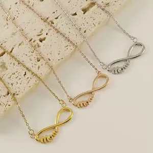 Lefeng Mode Stijl Rvs Infinity Mama Charme Choker Ketting Symbool 8 Letter Love Mom Hanger Ketting Voor Vrouwen