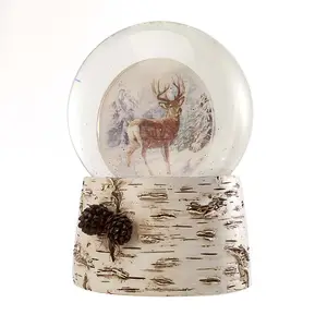 Özel geyik kar küresi reçine su küresi cam üfleme kar festivali günlük dekor hediye hayvan geyik kartı reçine kar küresi
