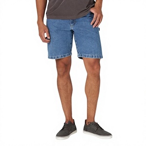 Shorts en jean pour homme, coupe droite, taille mi-haute, décontracté, été, en coton respirant, coupe régulière, délavage clair, imprimé numérique - Product Image 1