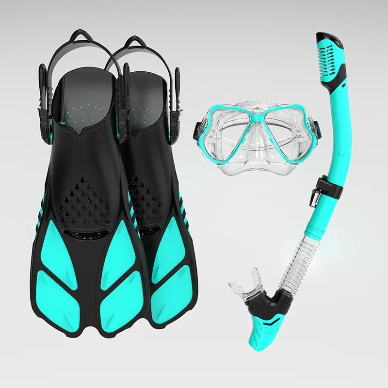 Nouveau design professionnel natation plongée en apnée sports nautiques équipement masque tuba palmes ensemble masque en verre trempé