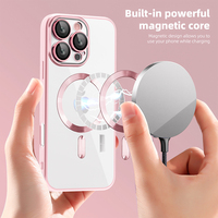 Coque de téléphone en TPU souple transparente de protection de caméra de charge magnétique galvanoplastie de luxe pour iPhone 16 Pro Max 17