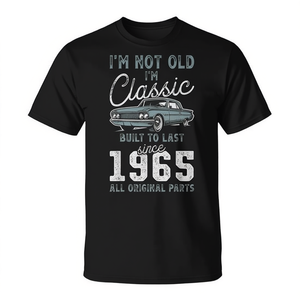 T-shirt per il 60° compleanno Classic Car, costruita per durare dal 1965, unisex, girocollo, manica corta, per adulti - Product Image 2