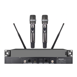 Système de microphone sans fil 2 canaux HD-1000, équipement de chant professionnel pour karaoké, alimenté par piles AA, portable - Product Image 1