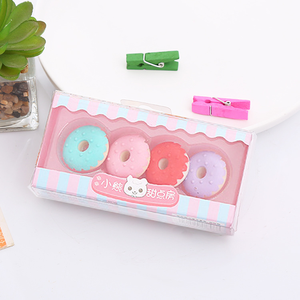 Gommes à effacer en caoutchouc en forme de crème glacée et de beignets, mignonnes et créatives, pour étudiants, ensemble promotionnel, dessins animés pour enfants, 4 pièces/boîte - Product Image 4