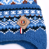 Bonnets tricotés en laine pour enfants garçons avec pompon en fourrure de renard véritable pour l'hiver, bonnet à rabat d'oreille pour tout-petits, doublure polaire chaude, bonnet coloré