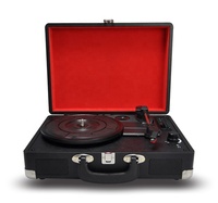 Portable Koper dengan Harga Murah Mini USB Bluetooth 3-Speed Vinyl Record Pemain dengan Dibangun Di Speaker