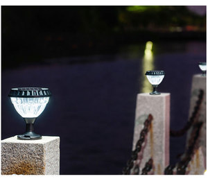 Lampada da giardino solare esterna impermeabile IP65 colonna esterna Post pilastro lampada per cortile & Villa cancello - Product Image 6