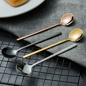 Nueva Taza de Metal Creativa de Acero Inoxidable 304 de 2026 con Cuchara de Café de Mango Largo y Bonito de 13cm, 15cm, 17cm en Plata, Oro Rosa y Negro - Product Image 2