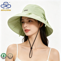 Chapeau Bob Unisexe Personnalisé avec Logo Privé, Protection UV, Motif Feuille, Séchage Rapide, Pliable, avec Cordon de Serrage