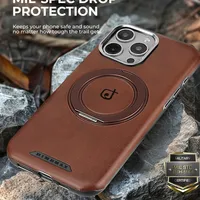 Étui en cuir avec support magnétique rotatif pour iPhone 17 Pro Max 16 Plus 15 14 13 12 Pro, coque de protection plaquée avec protection d'objectif