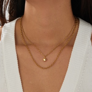 Collana a Strati TD Punk Hip Hop, Placcata in Oro 18K, Cuore in Acciaio Inossidabile, Doppia Catena, Gioielli alla Moda <span class=keywords><strong>per</strong></span> Donne - Product Image 3