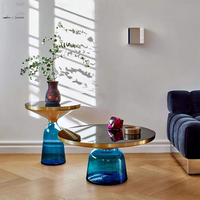 Table basse dorée de Style nordique, ronde, en verre, mobilier de créateur moderne, Table basse latérale, vente en gros, livraison gratuite