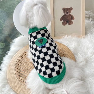 Automne hiver vêtements pour animaux de compagnie pull pour <span class=keywords><strong>chien</strong></span> à carreaux noir et <span class=keywords><strong>blanc</strong></span> tricoté pour petits chiens - Product Image 6