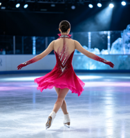 Robe de patinage artistique rouge fuchsia dégradé, dos ouvert, ornée de strass, pour filles et femmes