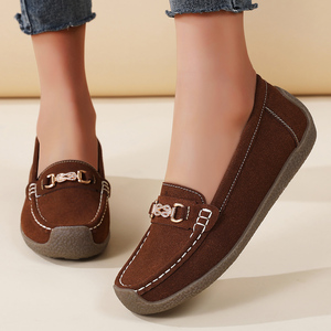 <span class=keywords><strong>Ballerine</strong></span> da Donna ODM in 3 Colori (Beige/Nero/Marrone), Scarpe Slip-on <span class=keywords><strong>con</strong></span> <span class=keywords><strong>Fibbia</strong></span> Metallica, Traspiranti, Doppia Cinturino, Primavera Estate Autunno - Product Image 2