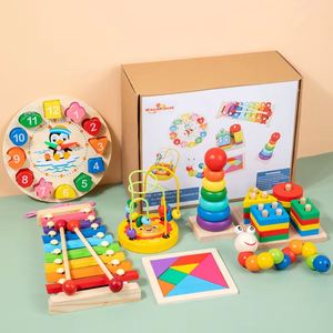 Juguete Educativo de Madera para Niños Pequeños, Piano de Música de Ocho Notas, Juego de Cuentas Montessori con Forma de Oruga, 11 Tipos de Juguetes de Madera - Product Image 1