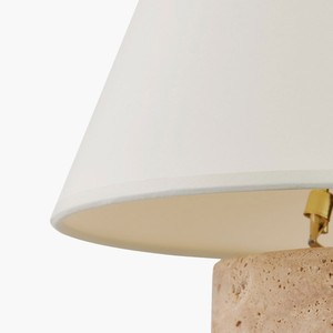 Travertine Table Lamp With Cream Shade For Living Room Bedroom Study Home Decor LED E27 Switch Control - Product Image 2