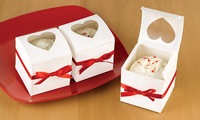 Boîtes à bonbons en papier blanc Fenêtre coeur classique Mini gâteau Conteneur à cupcake unique Fournitures de fête boîte-cadeau Boîte de faveur pour la fête des enfants