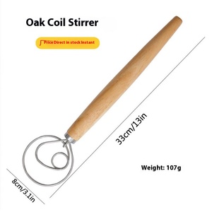 <span class=keywords><strong>Fouet</strong></span> à pâte <span class=keywords><strong>Fouet</strong></span> à pain en bois avec crochet à pâte en acier inoxydable Mélangeur à pâte Outil à main et outils et fournitures de fabrication de pain au levain - Product Image 2