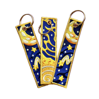 Porte-clés personnalisés en tissu tissé, cadeaux promotionnels, vente en gros, porte-clés brodés anime, porte-clés personnalisés style Jet Tag