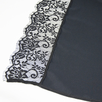 Robe de nuit pour femme en satin à double bretelle, noire et blanche, à manches longues