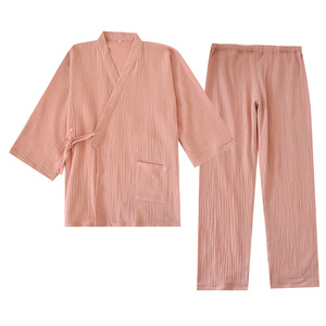2023 japonais <span class=keywords><strong>Kimono</strong></span> ensemble 100% coton pyjamas deux pièces Couple <span class=keywords><strong>Yukata</strong></span> lâche femmes sueur vapeur costume service à domicile ensemble - Product Image 5