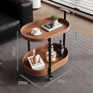 Mesa de Centro Pequeña de Cuero Moderno con Ruedas, Mueble Auxiliar para Sala de Estar, Villa <span class=keywords><strong>Wolff</strong></span>, Garantía de 5 Años - Product Image 6