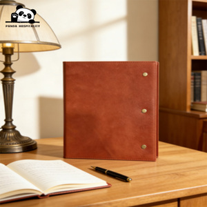 Menu en cuir véritable de luxe pour restaurants, format A4 A5, avec logo personnalisé et reliure dissimulée à vis - Product Image 4