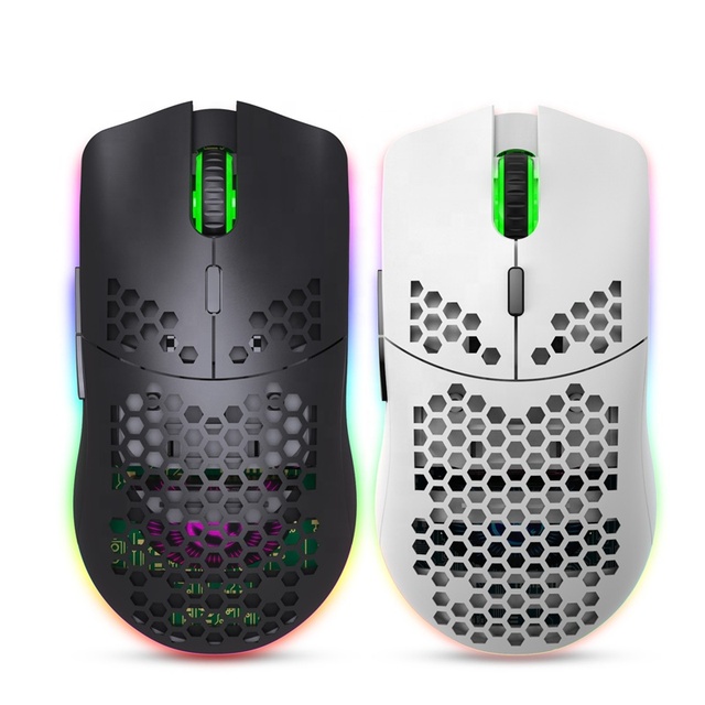 Honeycomb Hollow Design RGB Lighting Wireless T66 Rechargeable Gaming Mouse 6 Lighting Pattern Designs for Gaming Computer